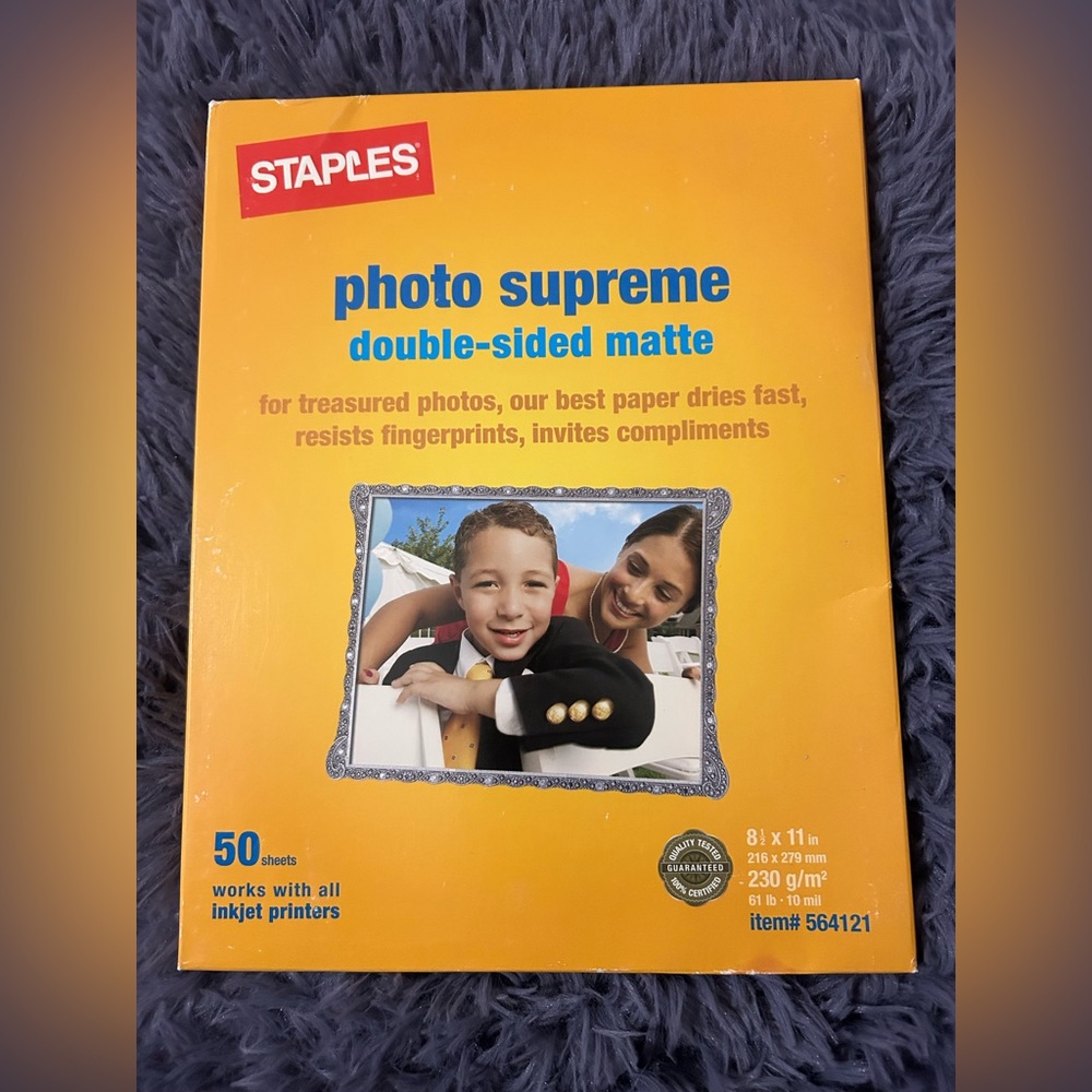 Staples double sided matte photo paper 100 sheets